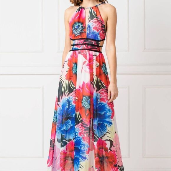 Guess Dresses & Skirts - NWT Guess Floral Halter Lightweight Maxi Dress in Pink & Blue Size XS